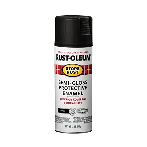 Rust-Oleum Stops Rust spray paint can in semi-gloss black