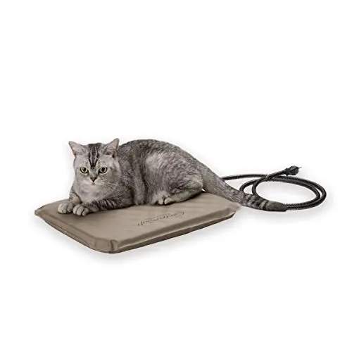 K&H Lectro-Soft orthopedic heated cat bed with tan fleece cover