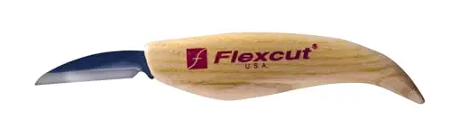 FLEXCUT KN14 roughing knife with straight blade and ash wood handle