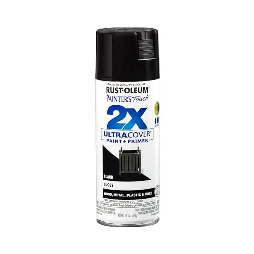 Rust-Oleum Painter's Touch spray paint can in gloss black
