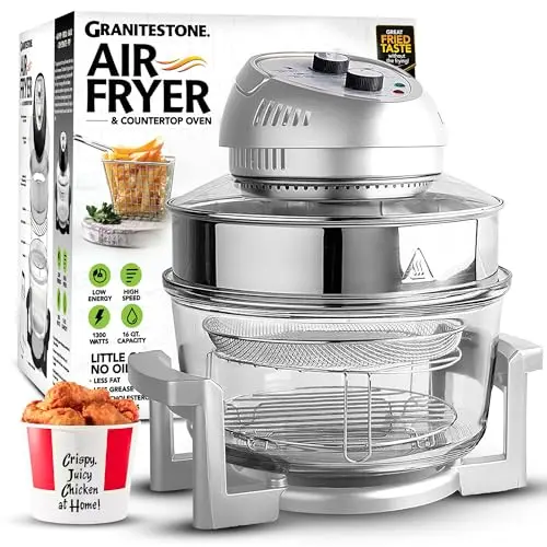 Big Boss Glass Air Fryer halogen oven cooking chicken wings