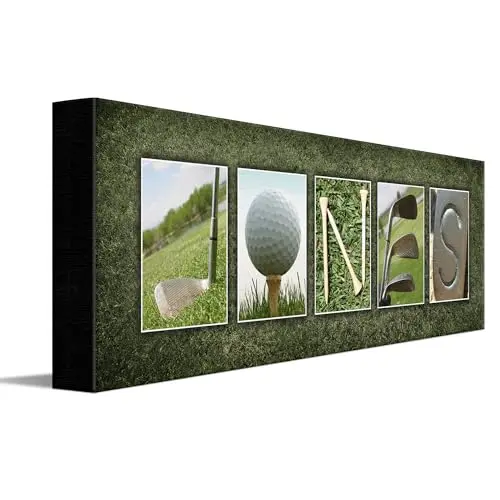 SM Block Mount personalized golf name art with customizable backgrounds