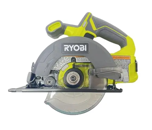 RYOBI 18V cordless circular saw with green rubber grip
