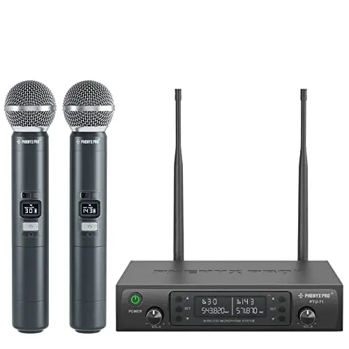 Phenyx Pro PTU-71-2H wireless microphone system with dual handheld mics