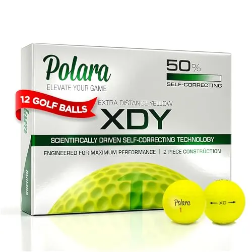 Polara self-correcting golf balls in high-visibility yellow