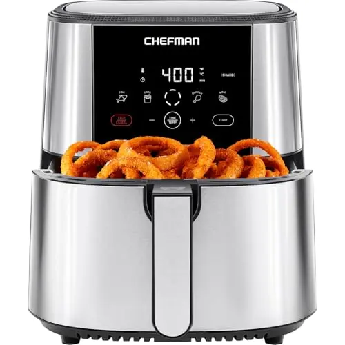 Chefman TurboFry Air Fryer with digital display and chicken wings