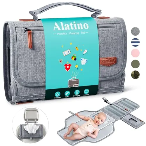 Alatino portable diaper changing pad with wipes pocket