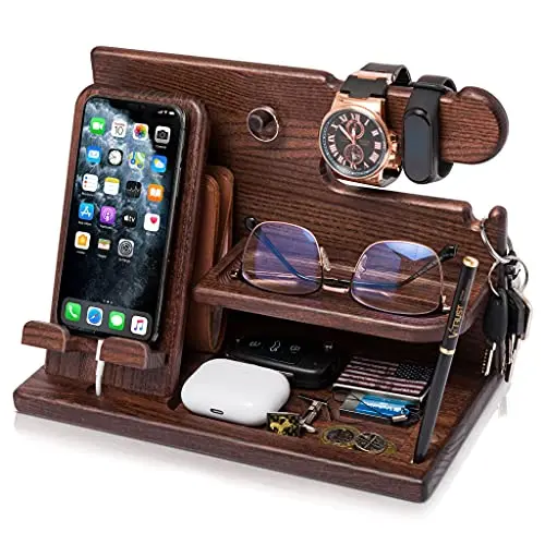 TESLYAR Wood Phone Docking Station for Men