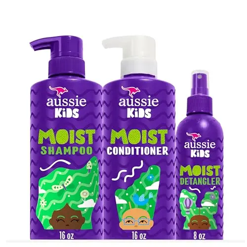 Aussie Kids Hair Care Bundle including shampoo, conditioner, and detangler spray