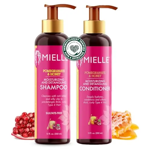 Mielle Organics Pomegranate and Honey Shampoo and Conditioner bottles