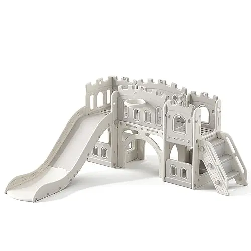 ROHAMIN castle-themed 8-in-1 toddler slide playground