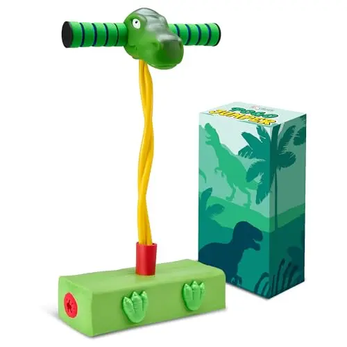 Playbees foam pogo stick with dinosaur theme and bungee jumper