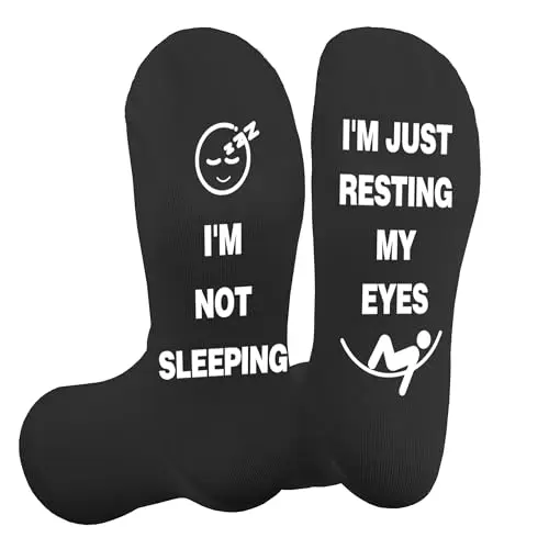 Funny Socks with 'I'm not sleeping, I'm just resting my eyes' Print