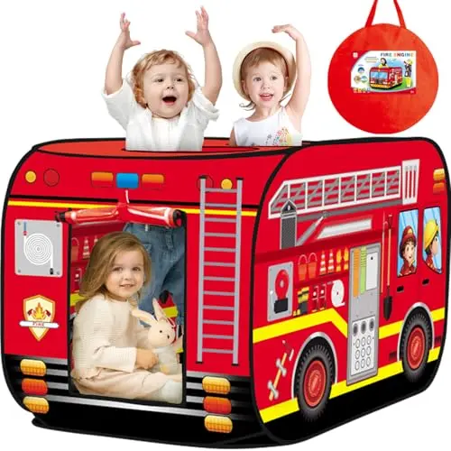 Britik fire truck themed pop up play tent for toddlers