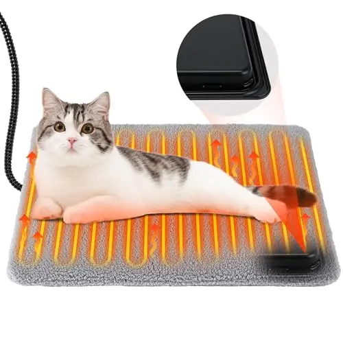 Gulfmew pet heating pad in black with thermostatic control