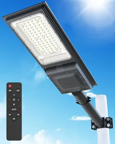 Engrepo solar flood light with remote control mounted on wall