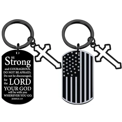 Christian keychain with American flag and inspirational message product image