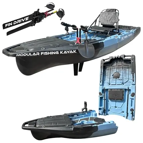 Reel Yaks Recon modular kayak assembled on shore