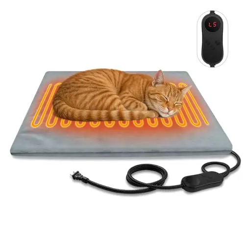 AFDUV pet heating pad in light grey with adjustable settings